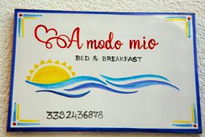 Certifikát, hodnocení, plakát nebo jiný dokument vystavený v ubytování B&B A Modo Mio