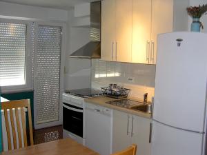 瓦拉日丁的住宿－Apartman TIN，厨房配有白色冰箱和水槽