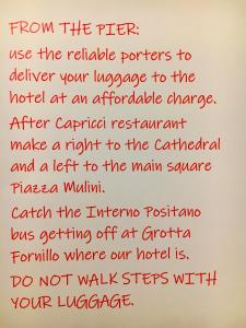 a page from a book with a handwritten text at Hotel Villa Delle Palme in Positano in Positano