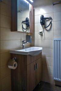 a bathroom with a sink and a mirror at Elia Deluxe Accommodation in Kalabaka