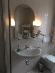 a bathroom with a sink and a toilet at Hotel,Gasthaus zum Wenden in Wendelstein
