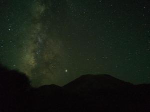 a starry night with the milky way in the sky at Wooden House at the Mountain-private in Paránimfoi
