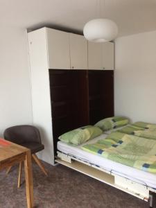 a bedroom with a bed and a chair and a desk at Appartement Bergblick in Raggal