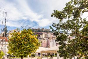Blick auf eine Stadt mit einem Orangenbaum in der Unterkunft Brand new and perfect location: historic center in Lissabon