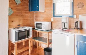 eine kleine Küche mit Mikrowelle und Herd in der Unterkunft Stunning Home In Tynset With Kitchen in Trøan