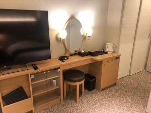TV a/nebo společenská místnost v ubytování Kobe Luminous Hotel Sannomiya