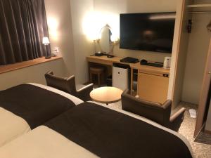 TV a/nebo společenská místnost v ubytování Kobe Luminous Hotel Sannomiya