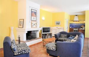 ルシヨンにあるAwesome Home In Roussillon With 3 Bedrooms, Wifi And Outdoor Swimming Poolのリビングルーム(椅子2脚、暖炉付)