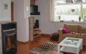 a living room with a couch and a fireplace at Two-Bedroom Holiday Home In Neue Muhle in Neuemühle