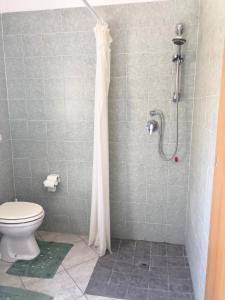ein Bad mit einer Dusche und einem WC in der Unterkunft B&B City Bar in 