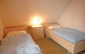 1 dormitorio con 2 camas y mesita de noche con lámpara en Amazing Home In Alpirsbach-rmlinsdorf With 2 Bedrooms, en Marschalkenzimmern