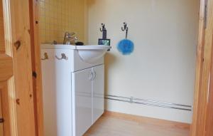 a bathroom with a sink and a white cabinet at Beautiful Home In Gäsrsnäs With Wifi in Skräddaröd