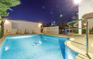 a swimming pool at night with a dolphin in the water at Nice Apartment In Fazana With Wifi in Fondole