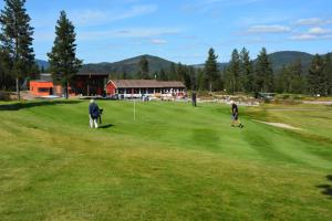 a group of people playing golf on a golf course at Golfvegen 76 in Trysil