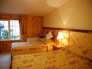 a hotel room with two beds and a window at Hawthorn House Guesthouse in Kenmare