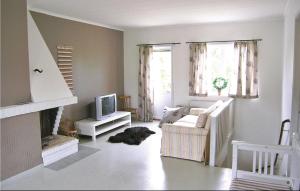 un soggiorno con camino e TV di Nice Home In Eksj With 4 Bedrooms a Berghemmet