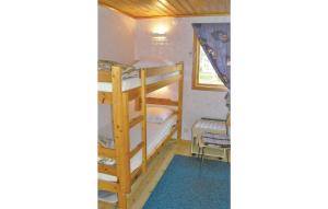 LöttorpにあるNice Home In Lttorp With 2 Bedroomsの二段ベッドとはしご付きの客室です。