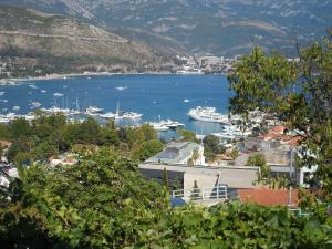 vistas a un puerto con barcos en el agua en Guest House Budva, en Budva