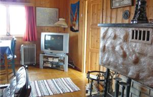 
En TV eller et underholdningssystem på Holiday home Isfjorden Isfjorden
