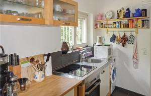 eine Küche mit einer Spüle und einer Arbeitsplatte in der Unterkunft Awesome Home In Kelkheim-eppenhain With Wifi in Vockenhausen
