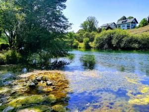 GradacにあるApartma Škriljeの家を背景にした川