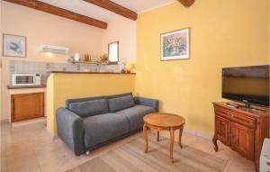 ein Wohnzimmer mit einem Sofa und einem TV in der Unterkunft Stunning Home In Crillon Le Brave With 1 Bedrooms, Wifi And Outdoor Swimming Pool in Crillon-le-Brave