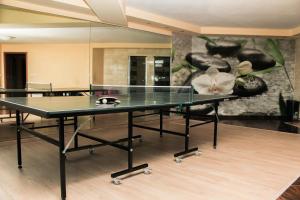 a ping pong table in the middle of a room at Synergy House in Dudince