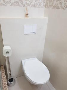 a bathroom with a white toilet and a roll of toilet paper at Luxury Studio Anis 1 in Mamaia Sat/Năvodari +14 photos