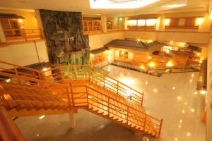 an overhead view of a large building with lights at Hotel Towadaso in Towada