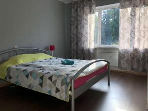 una camera con letto e finestra con tende di Vanalinna Apartment a Tallinn