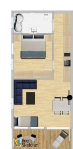 a floor plan of a small room with a bed at Widderstein Apartments in Schröcken