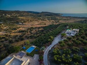 an aerial view of a house and a swimming pool at Villa Diana in Pitsidia