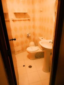 a bathroom with a toilet and a sink at Hostal Estrellita Dorada in Tacna