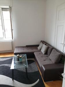 a living room with a couch and a coffee table at STRASBOURG CENTRE le 85, Superbe F5, 125m2, 5 Pièces in Strasbourg