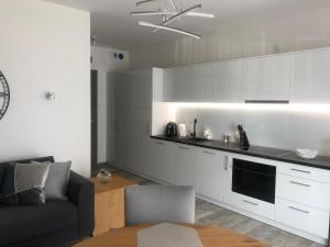 Η κουζίνα ή μικρή κουζίνα στο Apartament LUX Gray basen, SPA Pięć Mórz Sianożęty