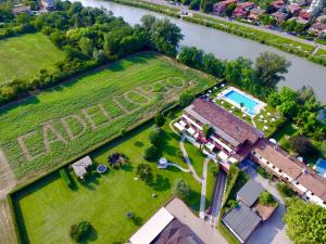 an aerial view of a house with the word estate at C&agrave; dell'Orto Rooms & Apartments in Verona