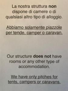 a white paper with a picture of a text box at Seregnér Agricamping - Adults Only 18 - solo piazzole libere per camper, tende e roulotte in Monzambano