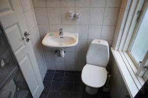 een kleine badkamer met een toilet en een wastafel bij id. 061. Jyllandsgade in Esbjerg