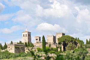 a castle on top of a hill with trees at APARTAMENTO FRANCISCO PIZARRO in Trujillo