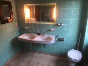 a bathroom with a sink and a toilet at Wohnung 3 in Alzenau in Unterfranken