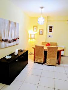 A seating area at Demy's apartment