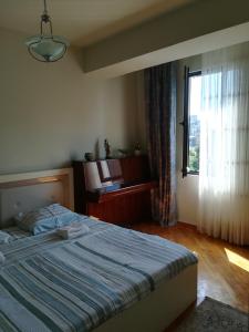 1 dormitorio con cama y ventana en Davka Apartments en Batumi