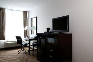 um quarto de hotel com uma televisão e uma secretária com um computador em Holiday Inn Express Lexington Southwest Nicholasville, an IHG Hotel em Nicholasville