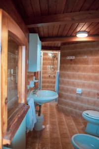 La salle de bains est pourvue d'un lavabo et de toilettes. dans l'établissement Hotel Monte Baldo, à Brenzone
