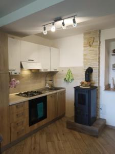 a kitchen with a stove and an oven in it at Apartman Manuela in Matulji