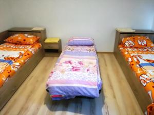 2 camas en una habitación con suelo de madera en Стаи за гости "Дом Градина Вита" / Guest Rooms “House Vita Garden”, en Sofía