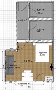 Grundriss der Unterkunft Ferienwohnung in Marquartstein mit Bergblick