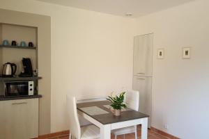 Logement avec piscine, classé 3 étoiles, de 42 m2 tout confort au calme pour un couple的厨房或小厨房