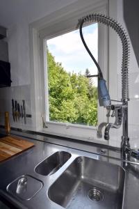 a sink in a kitchen with a window at Villa Sophie in Bad Herrenalb