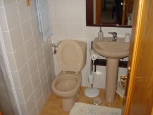a small bathroom with a toilet and a sink at Casa Nueva Carmen in Pendueles +31 photos